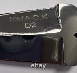 Vintage KMA C. K. D2 Fixed Blade Knife With Custom Leather Sheath
