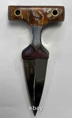 Vintage KMA C. K. D2 Fixed Blade Knife With Custom Leather Sheath