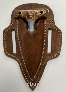 Vintage KMA C. K. D2 Fixed Blade Knife With Custom Leather Sheath