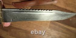 Vintage Ka Bar 1207 USA Fighting Knife Fixed Blade Sawback/ Leather Sheath Read