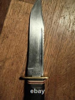 Vintage Ka Bar 1207 USA Fighting Knife Fixed Blade Sawback/ Leather Sheath Read
