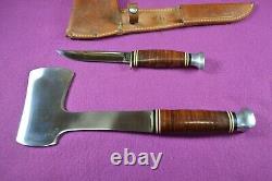 Vintage Ka-Bar Axe & Knife Combo Set with Leather Sheath KABAR 1331 & 1232 Ax