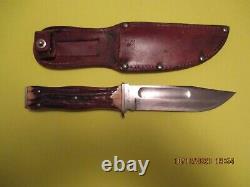 Vintage Ka-bar Fixed Blade Knife Union Cutlery Co. Olean, N. Y. With Sheath G. C