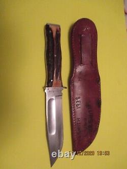 Vintage Ka-bar Fixed Blade Knife Union Cutlery Co. Olean, N. Y. With Sheath G. C