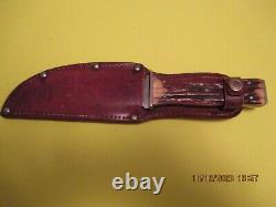 Vintage Ka-bar Fixed Blade Knife Union Cutlery Co. Olean, N. Y. With Sheath G. C