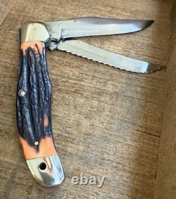 Vintage Kabar 1184 Folding Hunter Rare Serrated Skinner USA Knife