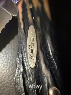 Vintage Kabar 1184 Folding Hunter Rare Serrated Skinner USA Knife