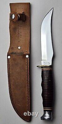 Vintage Kabar 1237 USA Hunting Knife With Leather Sheath Excellent