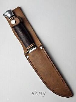 Vintage Kabar 1237 USA Hunting Knife With Leather Sheath Excellent