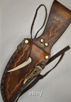 Vintage Ken Richardson 12 Antler knife with RARE Chief's Head Design (3002)