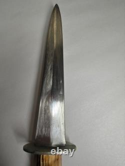 Vintage Kinfolks Stag Handle Hunting Knife with Orig Leather Sheath 8 Blade