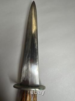 Vintage Kinfolks Stag Handle Hunting Knife with Orig Leather Sheath 8 Blade