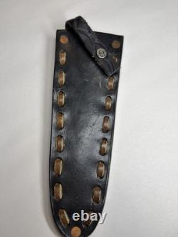 Vintage Kinfolks Stag Handle Hunting Knife with Orig Leather Sheath 8 Blade