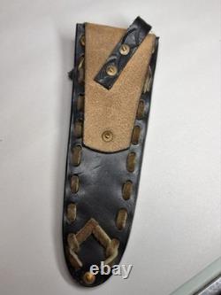 Vintage Kinfolks Stag Handle Hunting Knife with Orig Leather Sheath 8 Blade