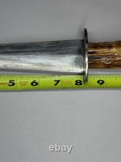 Vintage Kinfolks Stag Handle Hunting Knife with Orig Leather Sheath 8 Blade Vintage Kinfolks Stag Handle Hunting Knife with Orig Leather Sheath 8 Blade