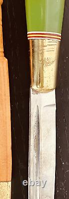 Vintage Knife Hand Made Iisakki Järvenpää Jadeite Handle Leather sheath Finland