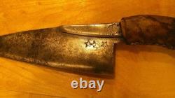 Vintage Knife Handmade Stag Handle Custom Fighting Hunting Skinning w Sheath