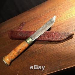 Vintage Knife J. Marttini Finland Engraved Caribou Hunting Sheath PRIORITY MAIL