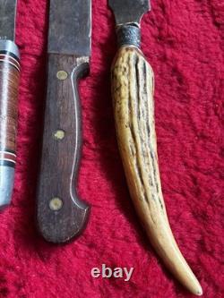 Vintage Knife Lot of 4 Solingen Germany Western 66 USA Stag Antler Carving