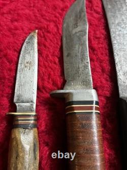 Vintage Knife Lot of 4 Solingen Germany Western 66 USA Stag Antler Carving