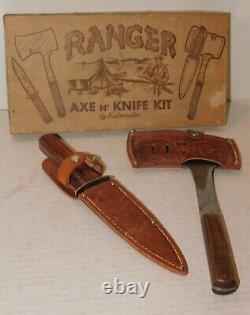 Vintage Kutmaster Ranger Fixed Blade Knife & Axe Set in original box NICE SET