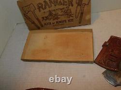 Vintage Kutmaster Ranger Fixed Blade Knife & Axe Set in original box NICE SET