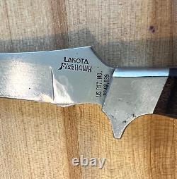 Vintage Lakota Fish Hawk H Suzuki Seki Japan Fixed 3.25 Blade Knife Ebony Handl