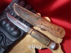 Vintage Lamplough Cutlery Hunting Knife Solingen Germany Stag Handle with Sheath