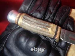Vintage Lamplough Cutlery Hunting Knife Solingen Germany Stag Handle with Sheath