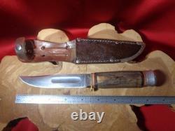 Vintage Lamplough Cutlery Hunting Knife Solingen Germany Stag Handle with Sheath