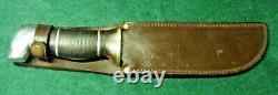 Vintage Large Bowie Style Fixed Blade Hunting Knife & Scabbard Viet Nam Alaska