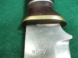 Vintage Large Bowie Style Fixed Blade Hunting Knife & Scabbard Viet Nam Alaska