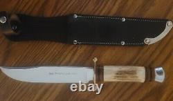 Vintage Linder Messer Stag Handle Traveller Bowie Hunting Knife+Original Sheath