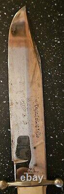 Vintage Loffe Original Bowie Knife, Leather Sheath, 15.5, Solingen, Stag Handle