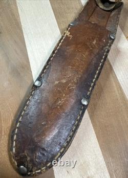 Vintage MARBLE'S GLADSTONE IDEAL FIXED BLADE HUNTING KNIFE withLEATHER SHEATH