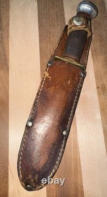 Vintage MARBLE'S GLADSTONE IDEAL FIXED BLADE HUNTING KNIFE withLEATHER SHEATH