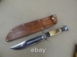 Vintage MARBLES Gladstone LONGHORN Ideal HUNTING KNIFE Stag withHex pommel