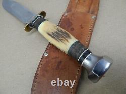 Vintage MARBLES Gladstone LONGHORN Ideal HUNTING KNIFE Stag withHex pommel