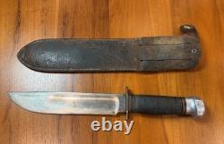 Vintage Marble's Gladstone 7 Blade Ideal Hunting Knife Stacked Leather Handle