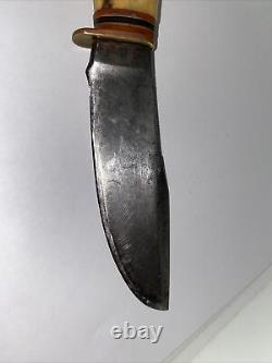 Vintage Marbles Gladstone Full Stag Woodcraft Hunting Knife With Sheath