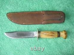 Vintage Marbles Gladstone Ideal Hunting Knife, Stag Handle, Original Sheath
