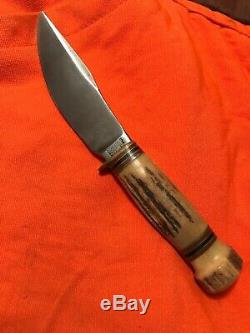 Vintage Marbles Gladstone Mich. Woodcraft Stag On Stag Antler Hunting Knife