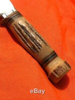 Vintage Marbles Gladstone Mich. Woodcraft Stag On Stag Antler Hunting Knife