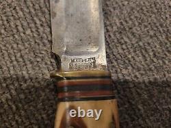 Vintage Marbles Gladstone Stag On Stag Rare Hunting Knife with Sheath