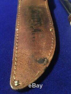Vintage Marbles Ideal Hunting Knife Genuine Full Stag & Original Leather Sheath