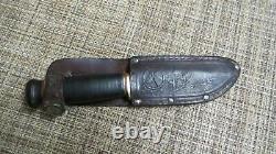 Vintage Marbles Woodcraft Fixed Blade Knife with Original Moose Sheath