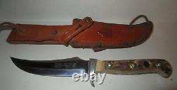 Vintage Mid Century Puma 6393 Skinner Knife Bowie Stag w Leather Sheath 1968