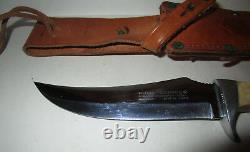 Vintage Mid Century Puma 6393 Skinner Knife Bowie Stag w Leather Sheath 1968