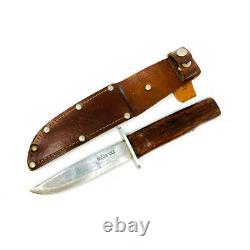 Vintage Mocara Fixed Blade Knife, Wood Handle, Made in Sweden, with Leather Sheath