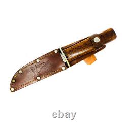 Vintage Mocara Fixed Blade Knife, Wood Handle, Made in Sweden, with Leather Sheath